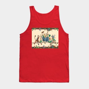 WEIRD MEDIEVAL BESTIARY HUNTER CAT, KNIGHT BIRD AND FALCON MONK Tank Top